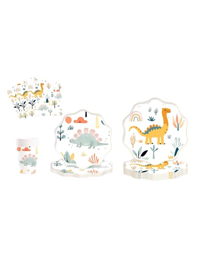 Home Smart Dinosaur Series Dessert Plates (8" & 10.5"), Cups (9oz, 8 Pcs), Napkins (6.5" x 6.5", 16 Pcs) - Elegant Dinosaur Series Set for Parties, Gatherings, Birthday and Special Occasions - Image 4